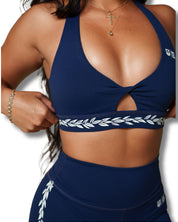 LEI MAILE DARK BLUE SPORTS BRA Activewear Hawaii's Finest 