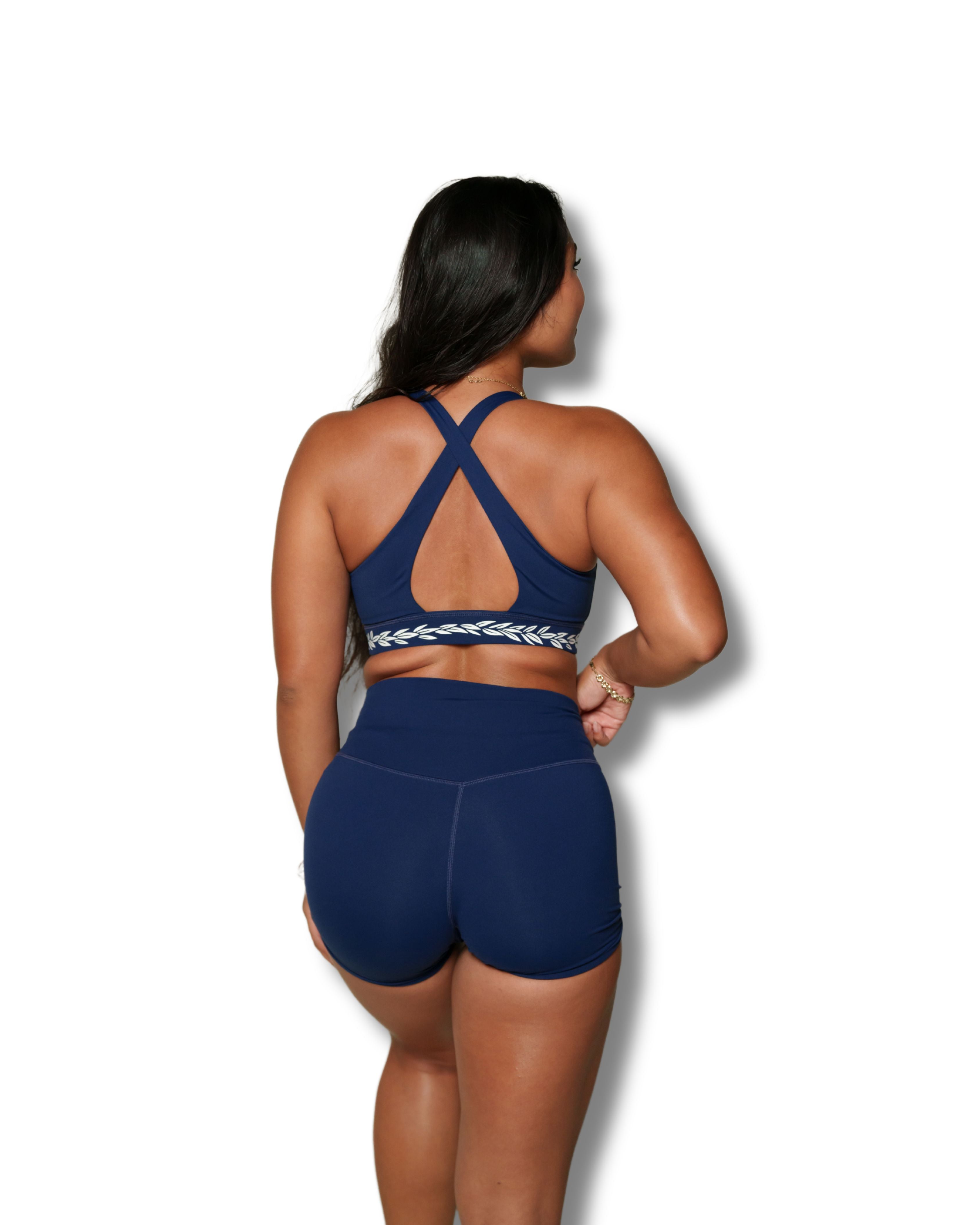 LEI MAILE DARK BLUE SPORTS BRA Activewear Hawaii's Finest 