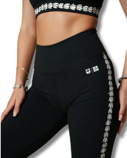 LEI PIKAKE BLACK LEGGINGS Activewear Hawaii's Finest 