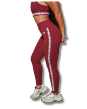 LEI PUAKENIKENI BURGUNDY LEGGINGS Activewear Hawaii's Finest X-SMALL 