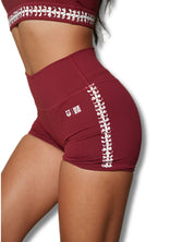 LEI PUAKENIKENI BURGUNDY SHORTS Activewear Hawaii's Finest X-SMALL 