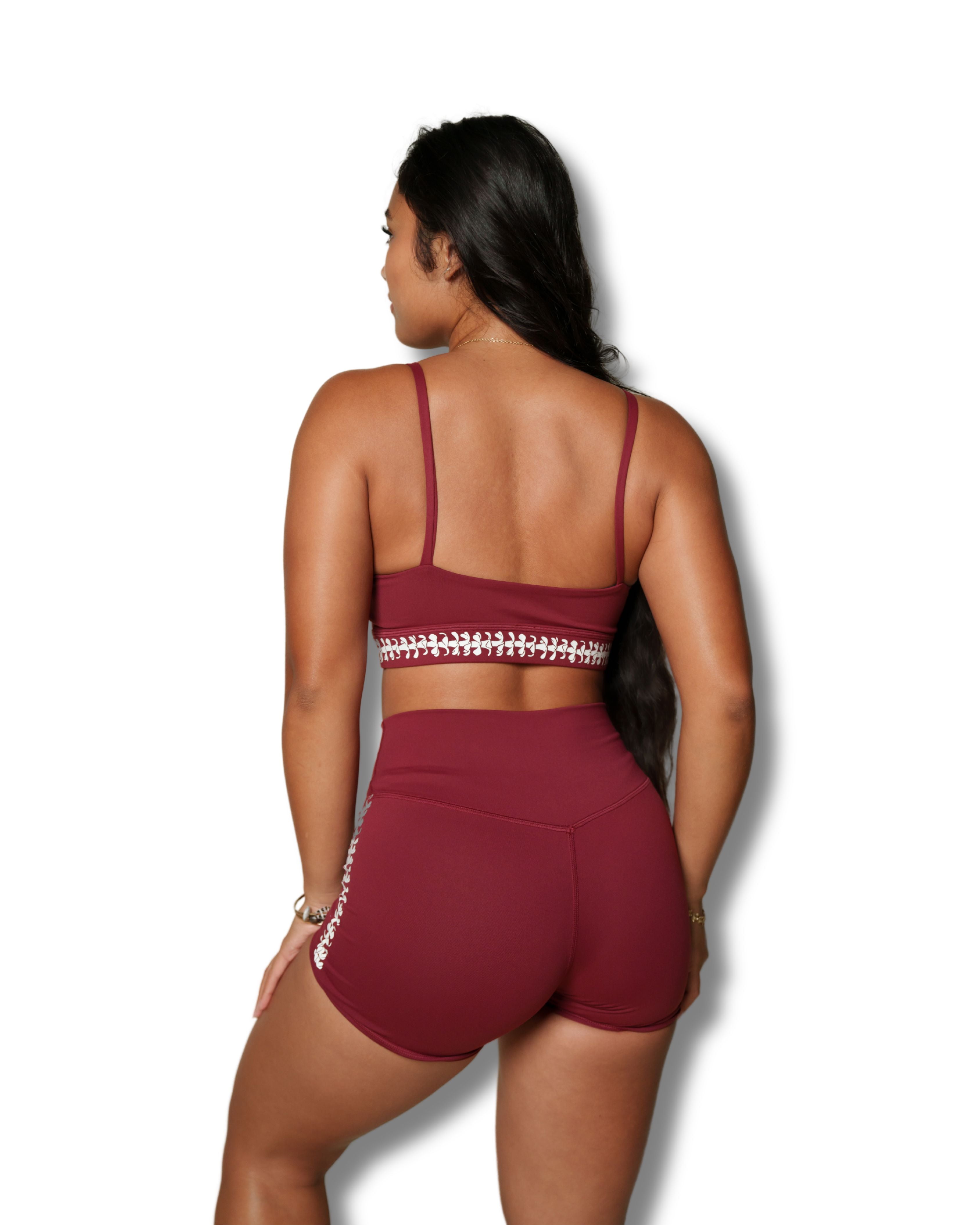 LEI PUAKENIKENI BURGUNDY SPORTS BRA Activewear Hawaii's Finest 