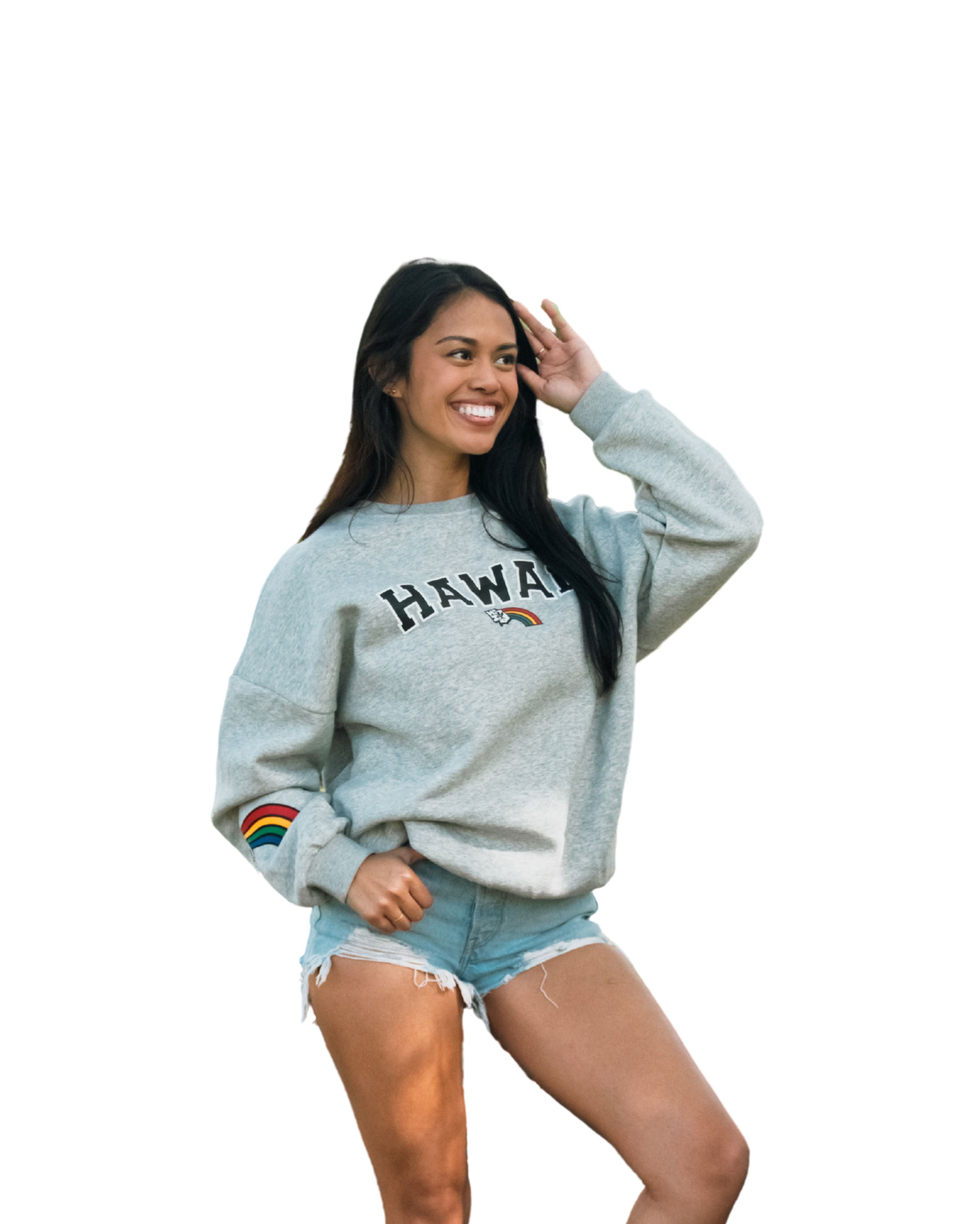 LIGHT GRAY HAWAII OVERSIZED SWEATER Jacket Hawaii's Finest X-SMALL 