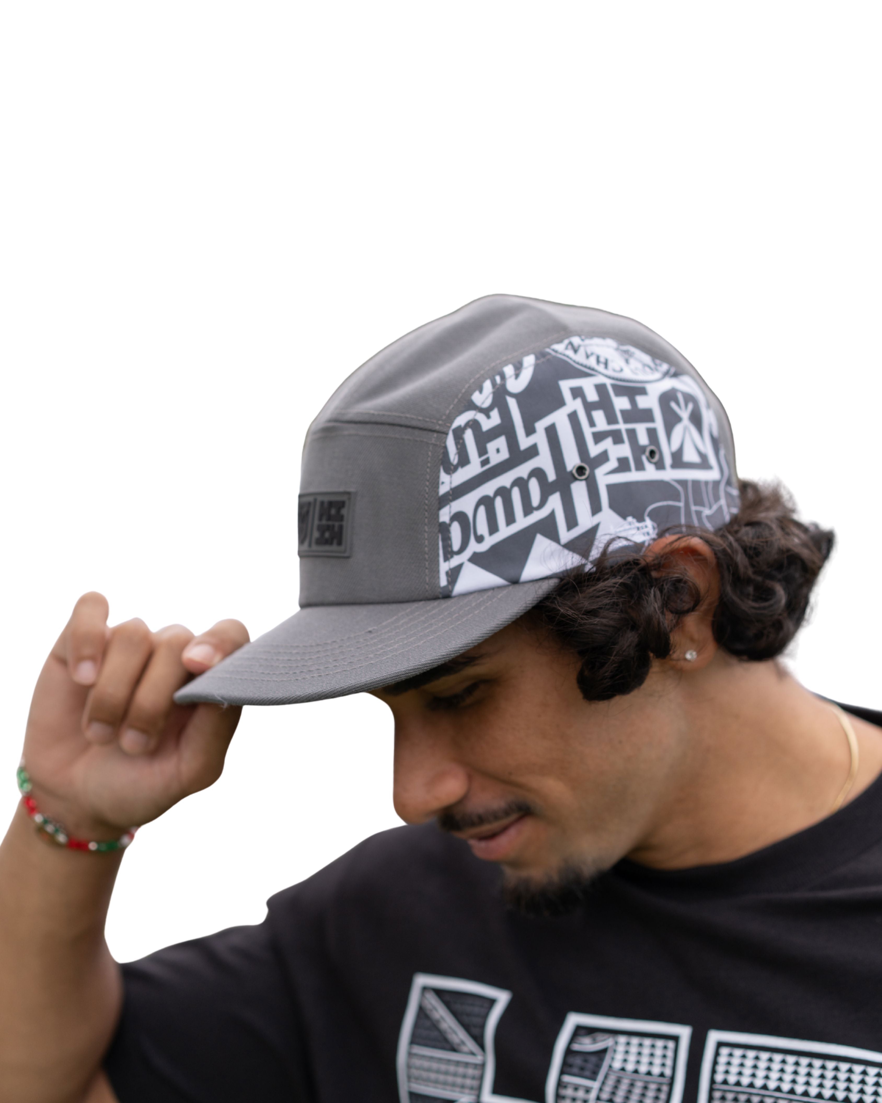 LIGHT GRAY STICKERBOMB 5-PANEL HAT Hat Hawaii's Finest 