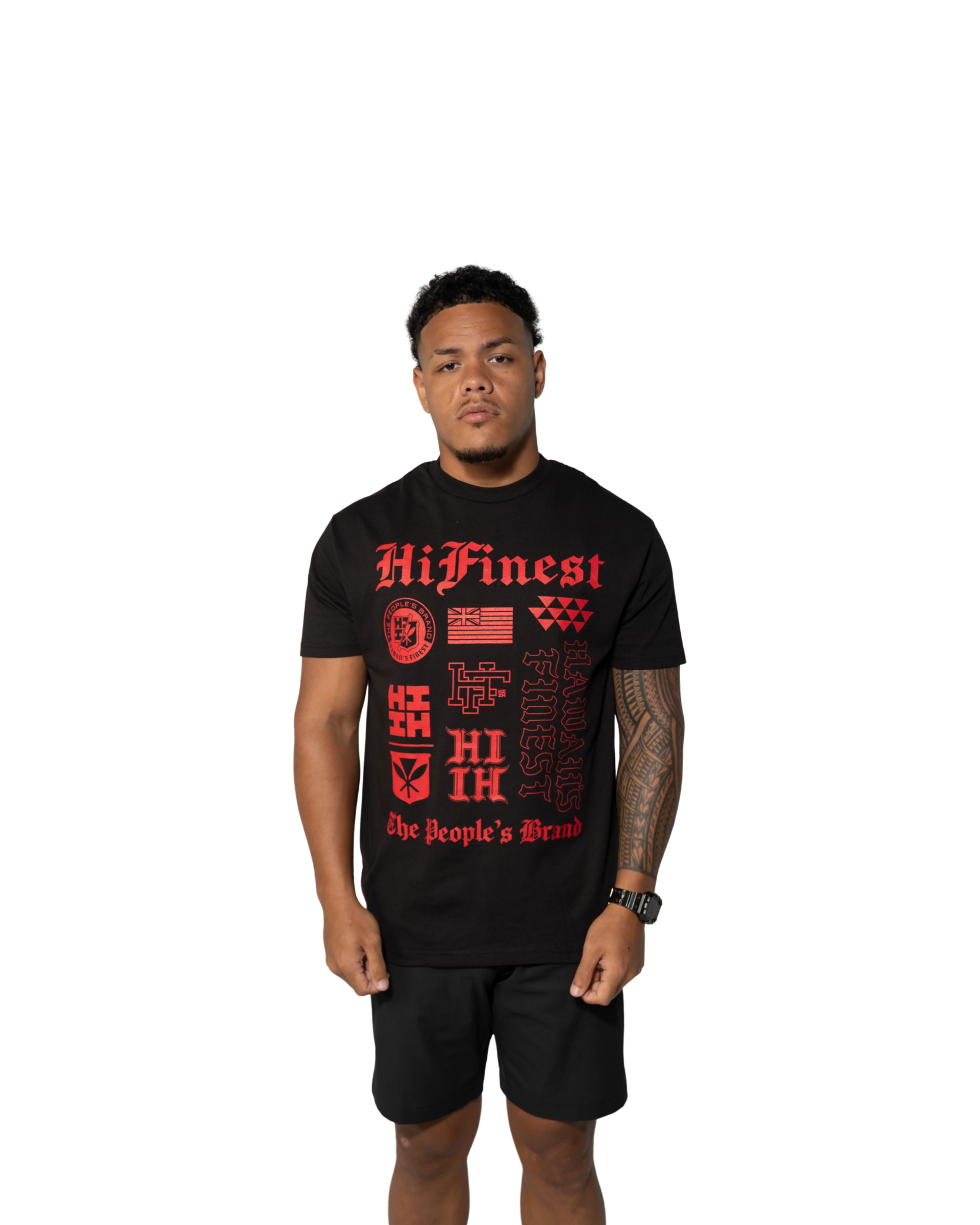 LOGO COLLAGE RED T-SHIRT Shirts Hawaii's Finest MEDIUM 