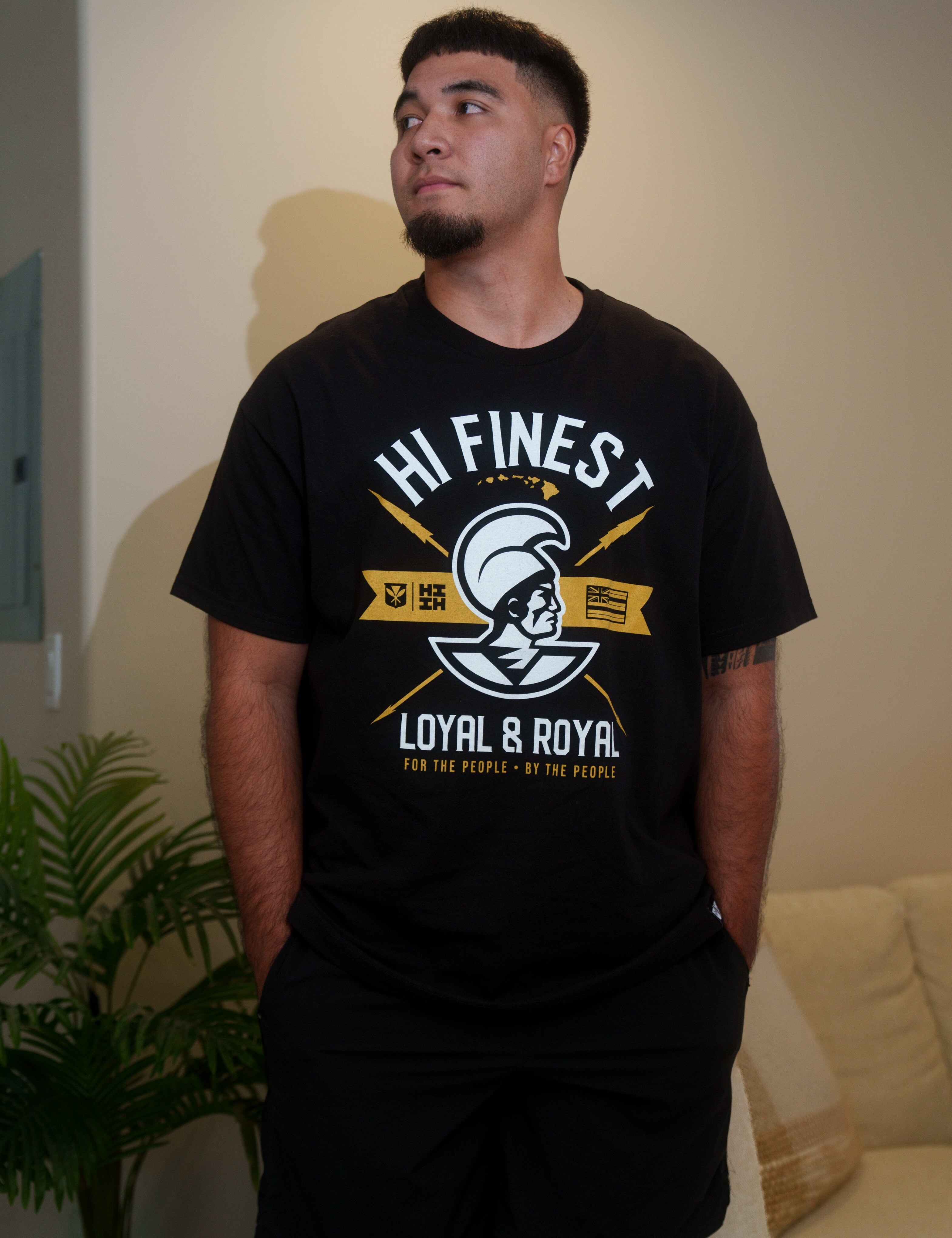 L&R GOLD T-SHIRT Shirts Hawaii's Finest MEDIUM 