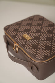 LUXURY TRIANGLE BROWN COSMETIC CASE Bags Hawaii's Finest 