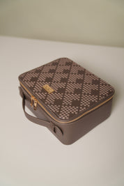 LUXURY TRIANGLE BROWN COSMETIC CASE Bags Hawaii's Finest 