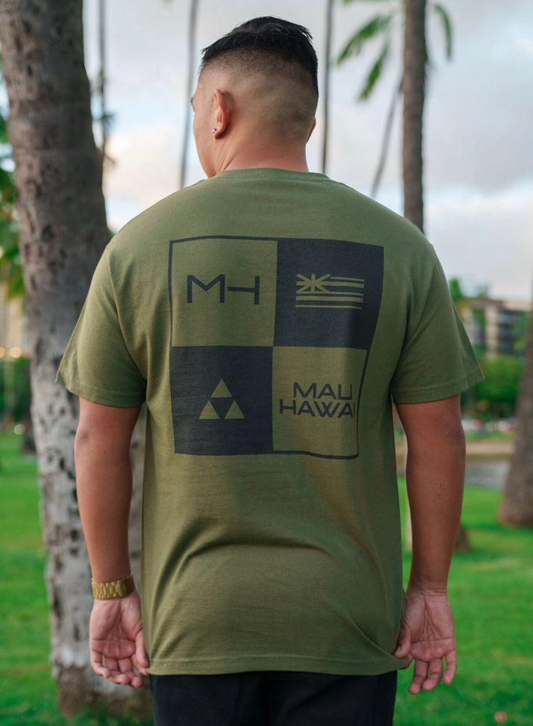 MAU OLIVE BLOCK LOGOS T-SHIRT Shirts Mau Hawaii 