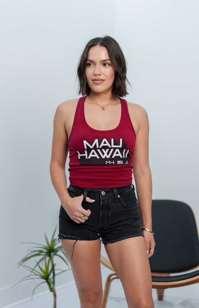MAU WOMEN'S CARDINAL 3D TOP Shirts Mau Hawaii X-SMALL 