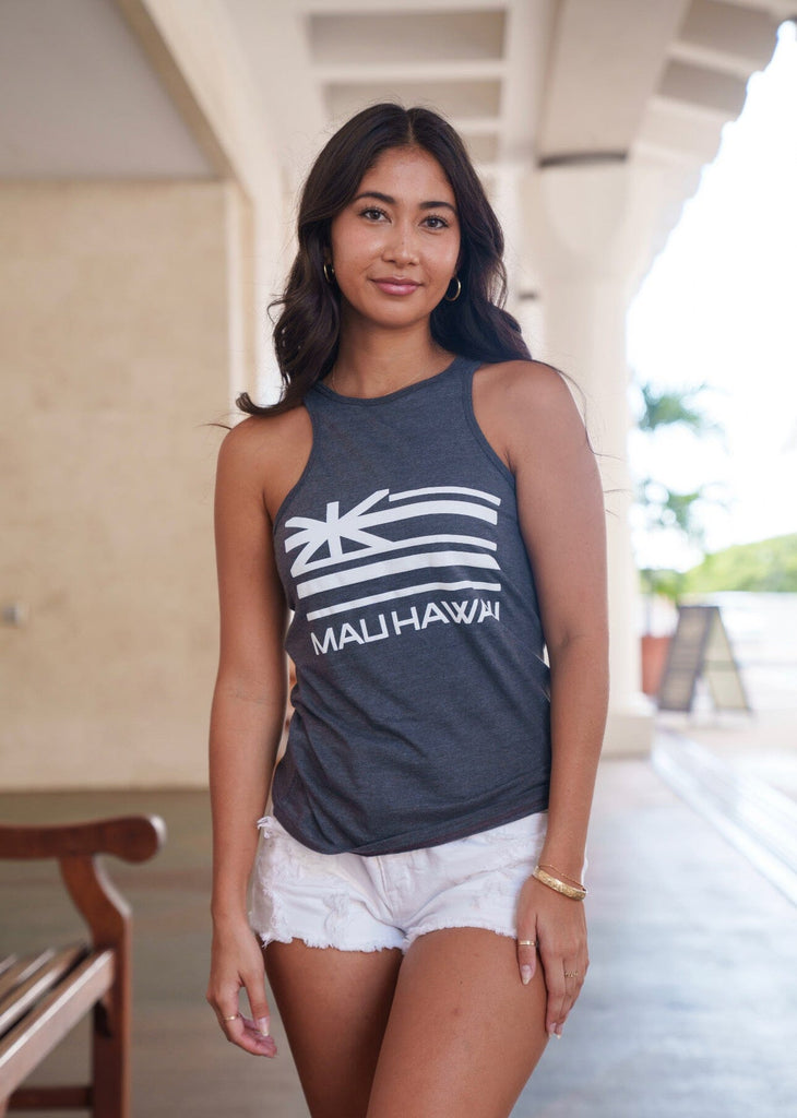 MAU WOMEN'S GRAY FLAG TOP Shirts Mau Hawaii X-SMALL 