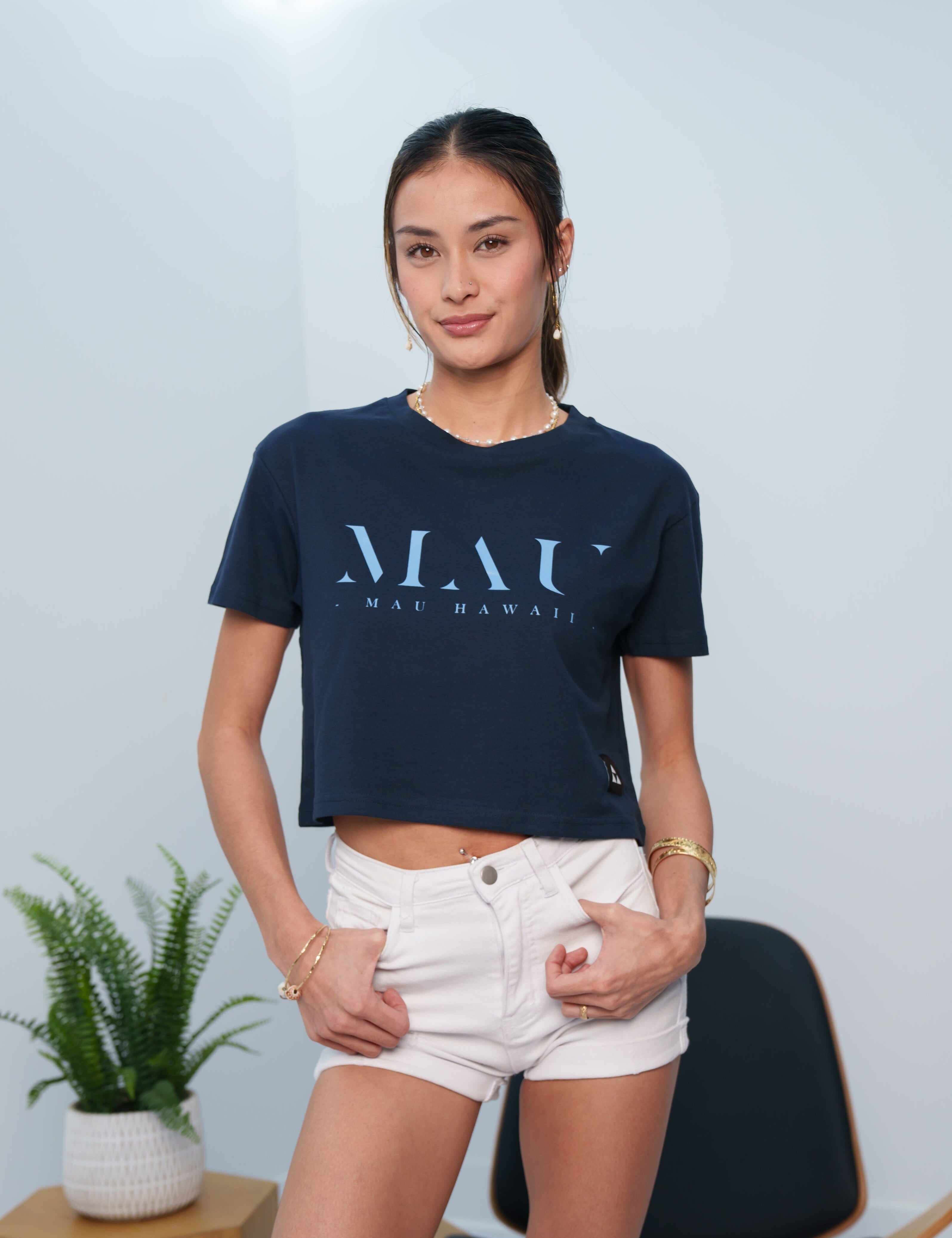 MAU WOMEN'S NAVY SHADOW TOP Shirts Mau Hawaii 