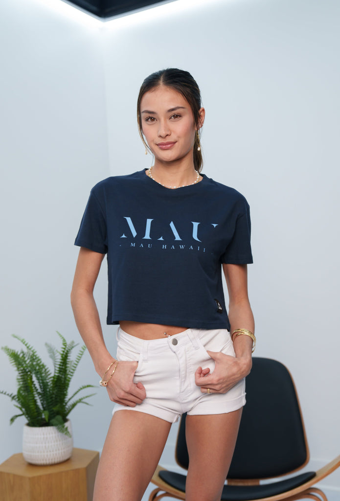 MAU WOMEN'S NAVY SHADOW TOP Shirts Mau Hawaii 
