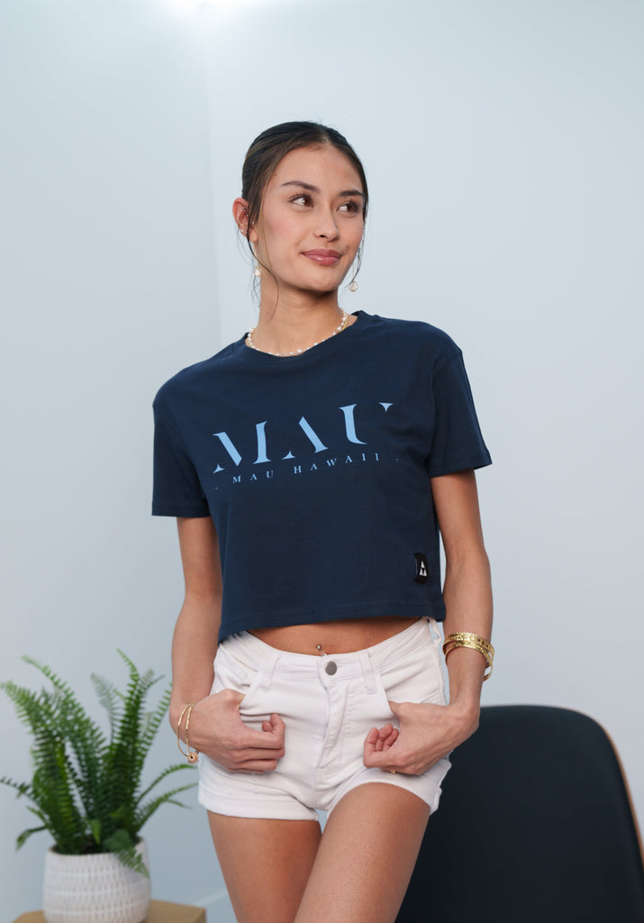 MAU WOMEN'S NAVY SHADOW TOP Shirts Mau Hawaii X-SMALL 