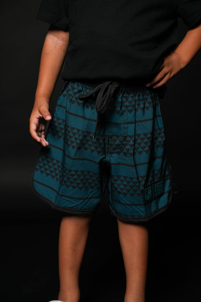 MIDNIGHT BLUE TRIANGLES MINI COLLECTION KEIKI BOARDSHORTS Shirts Hawaii's Finest 