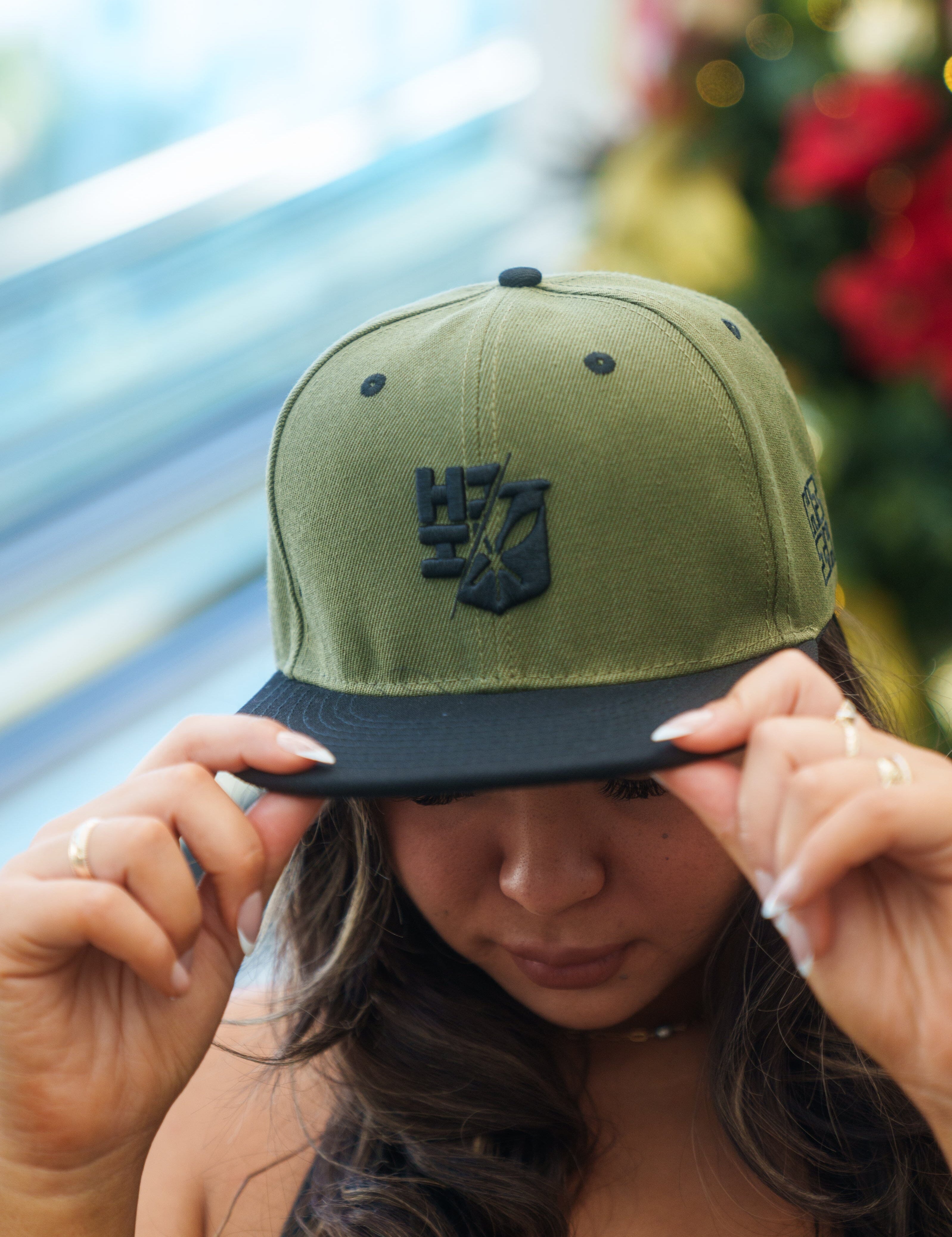 MILITARY & BLACK SPLIT LOGO HAT Hat Hawaii's Finest 