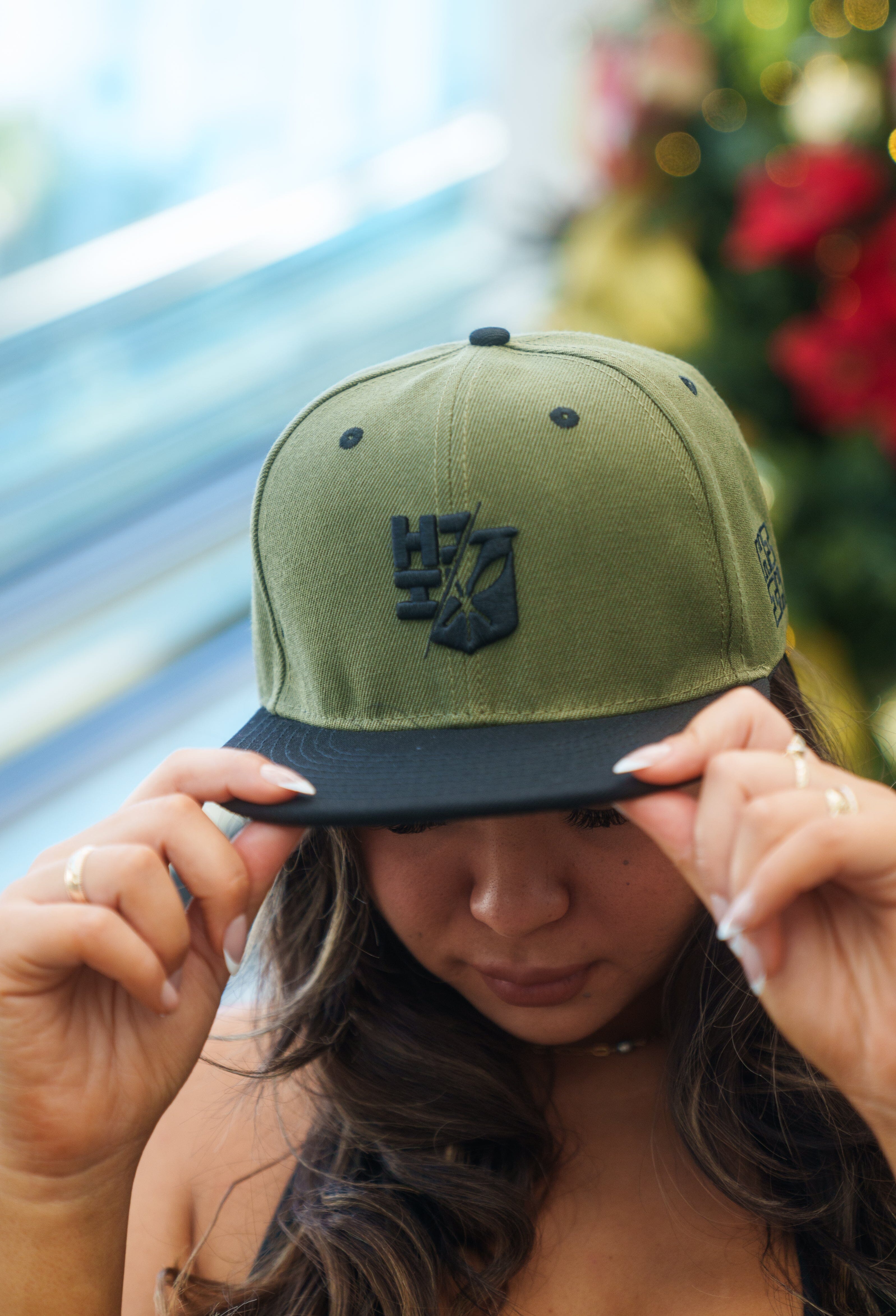 MILITARY & BLACK SPLIT LOGO HAT Hat Hawaii's Finest 