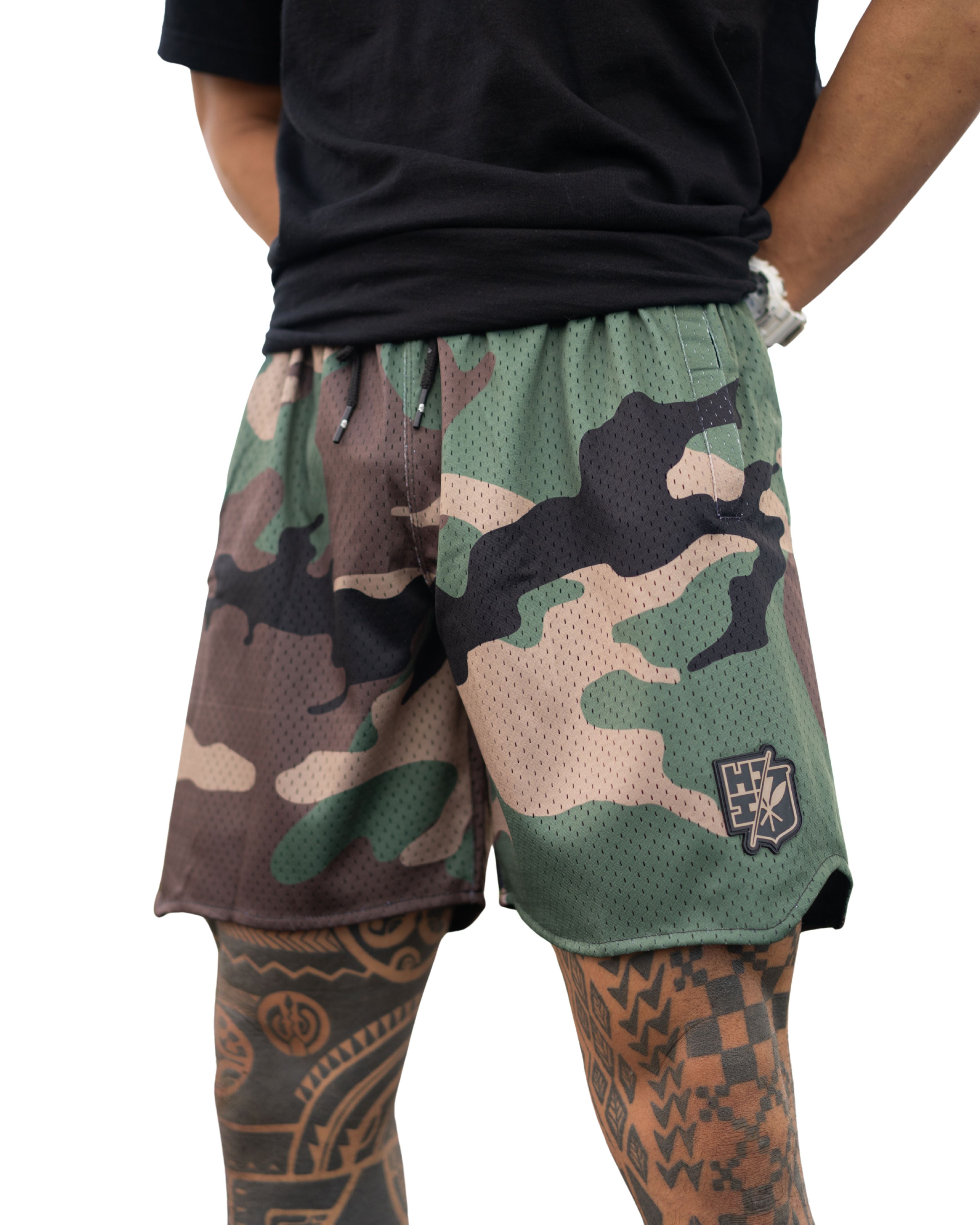MILITARY CAMO MESH SHORTS Shorts Hawaii's Finest SMALL 