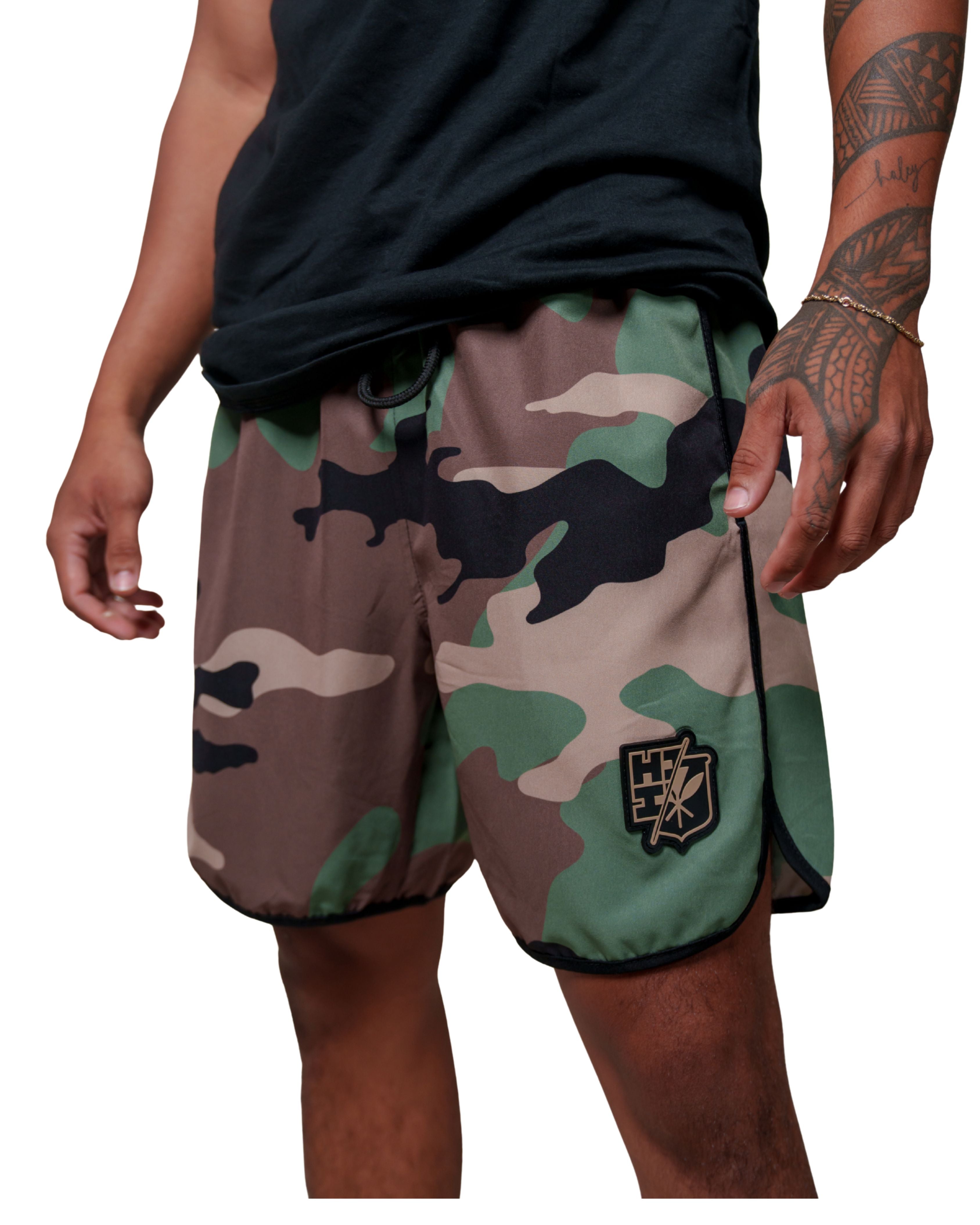 MILITARY CAMO PERFORMANCE SHORTS Shorts Hawaii's Finest SMALL 
