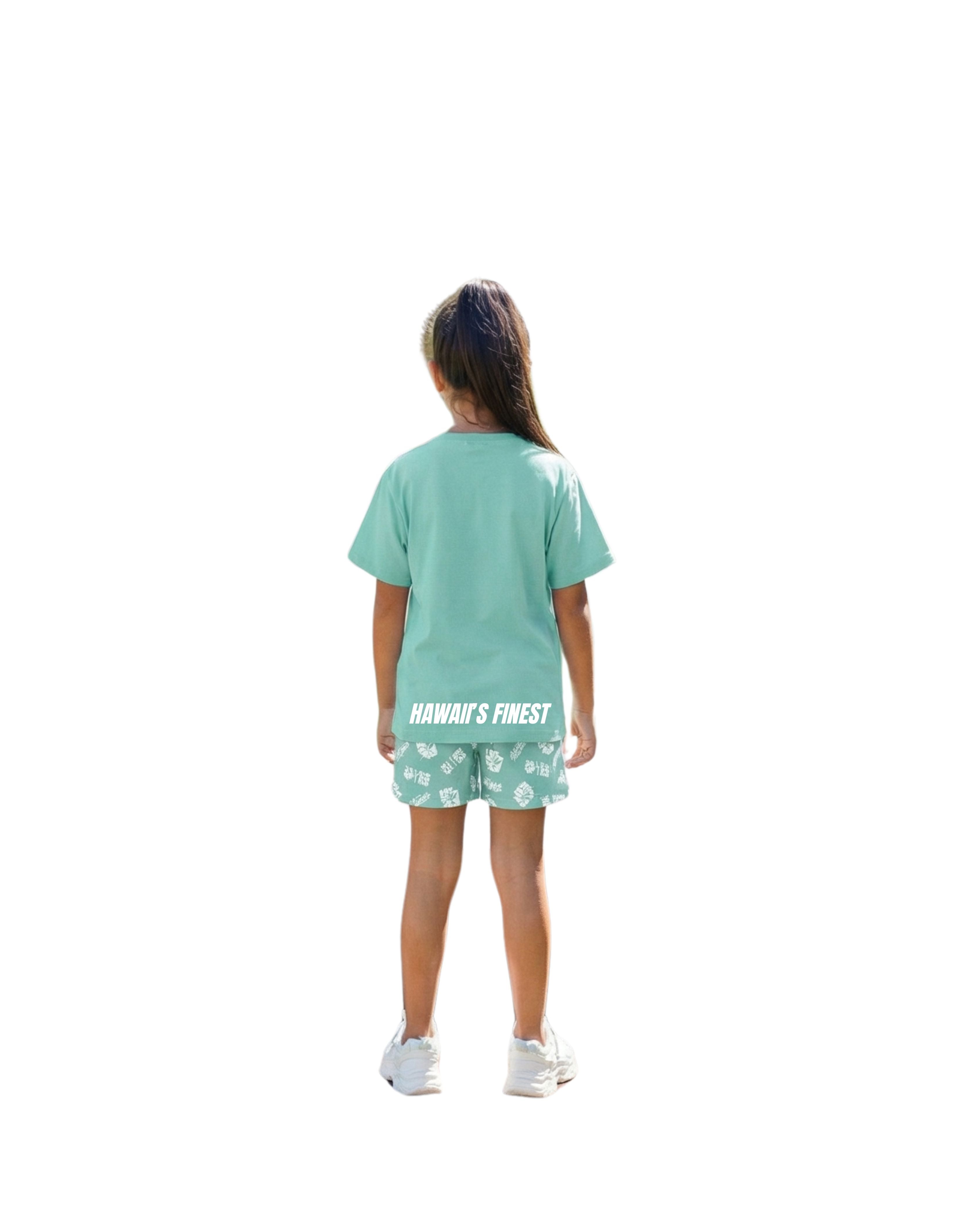 MINT SPLIT LOGO KEIKI SHORTS Shirts Hawaii's Finest 