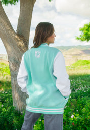 MINT & WHITE SPLIT LOGO VARSITY JACKET Jacket Hawaii's Finest 