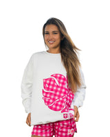 MONSTERA PINK PALAKA NECK CREW SWEATER