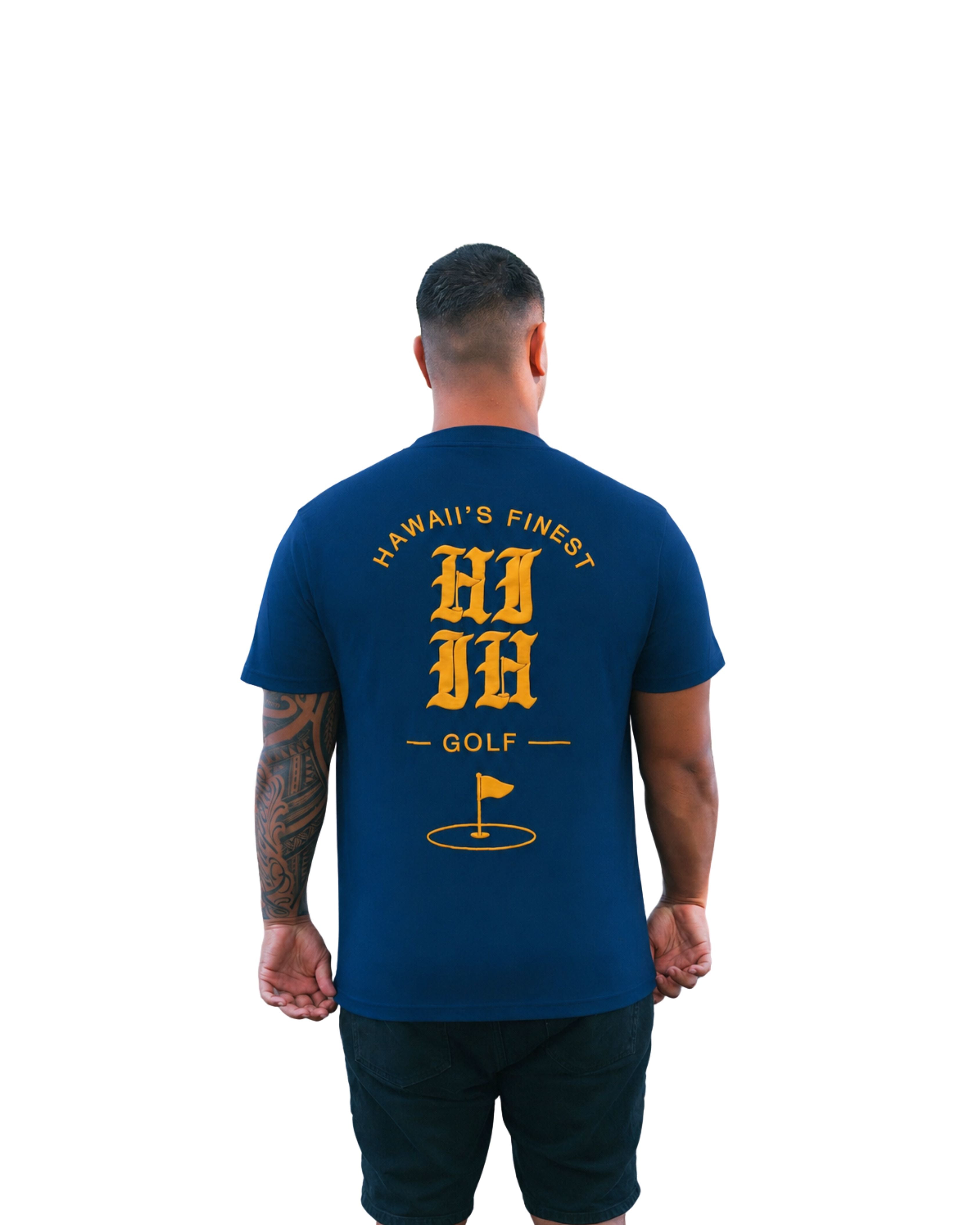 NAVY & MUSTARD HIFI GOLF T-SHIRT Hawaii's Finest 