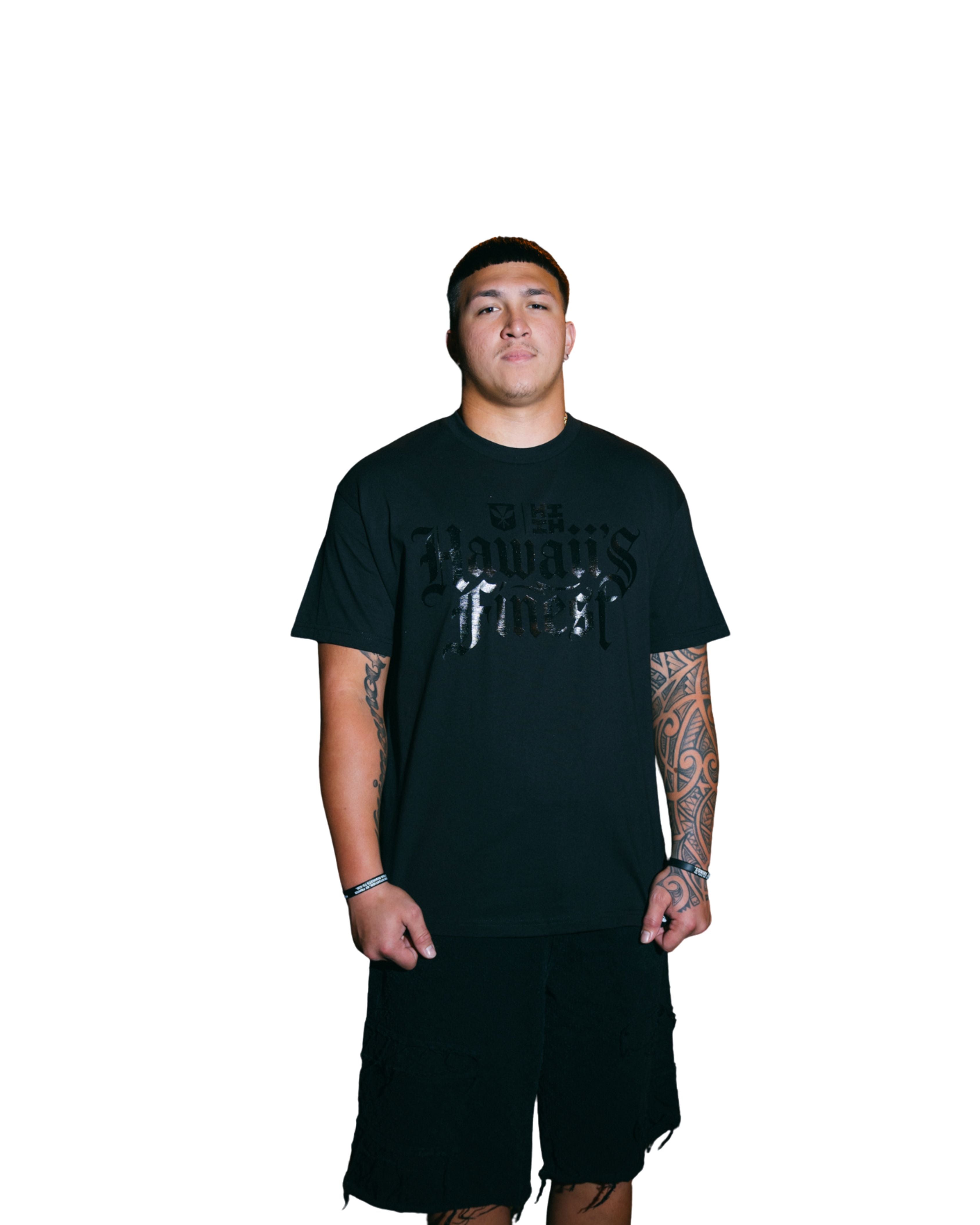 OLD ENGLISH BLACK T-SHIRT Shirts Hawaii's Finest MEDIUM 
