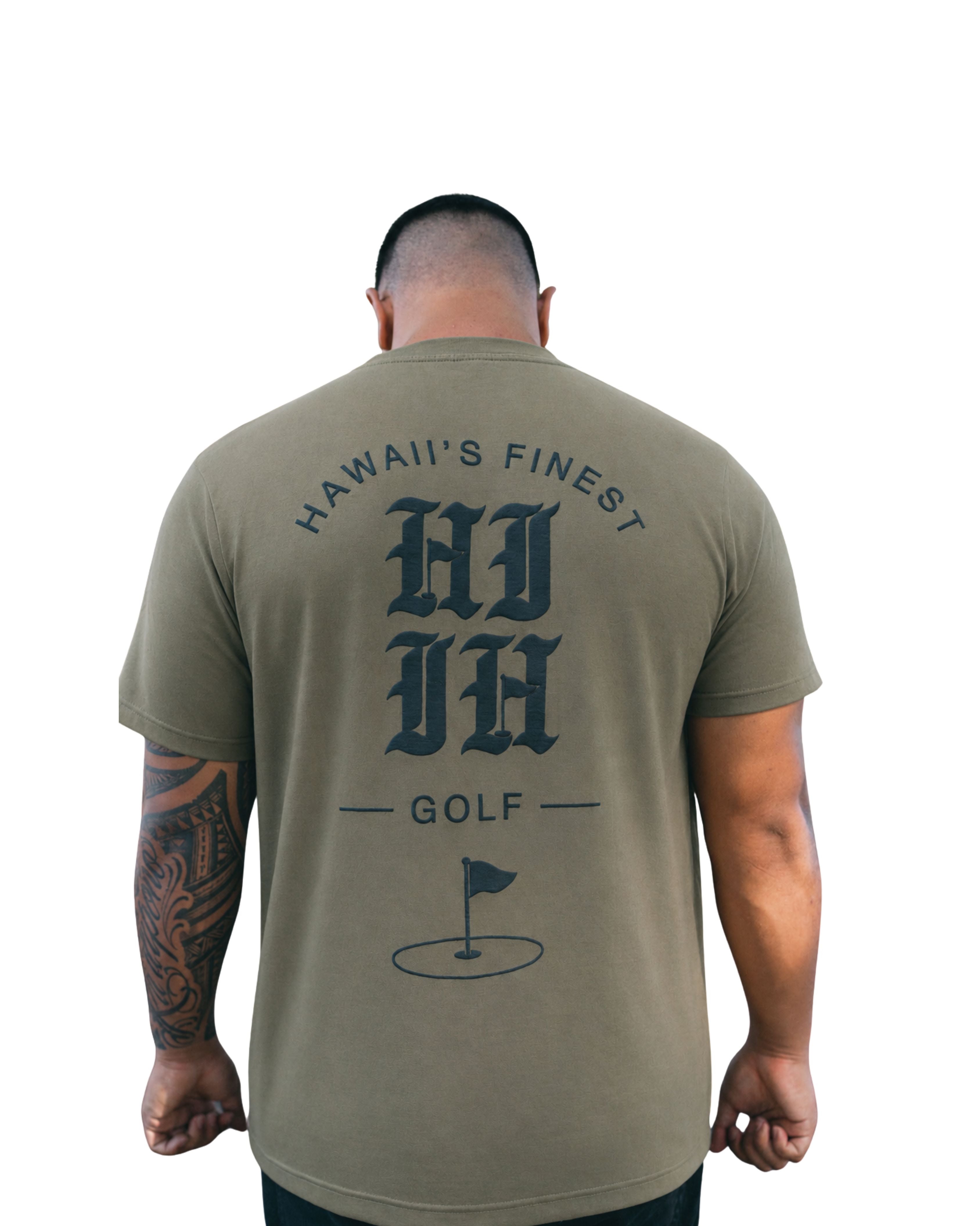 OLIVE & BLACK HIFI GOLF T-SHIRT Hawaii's Finest 