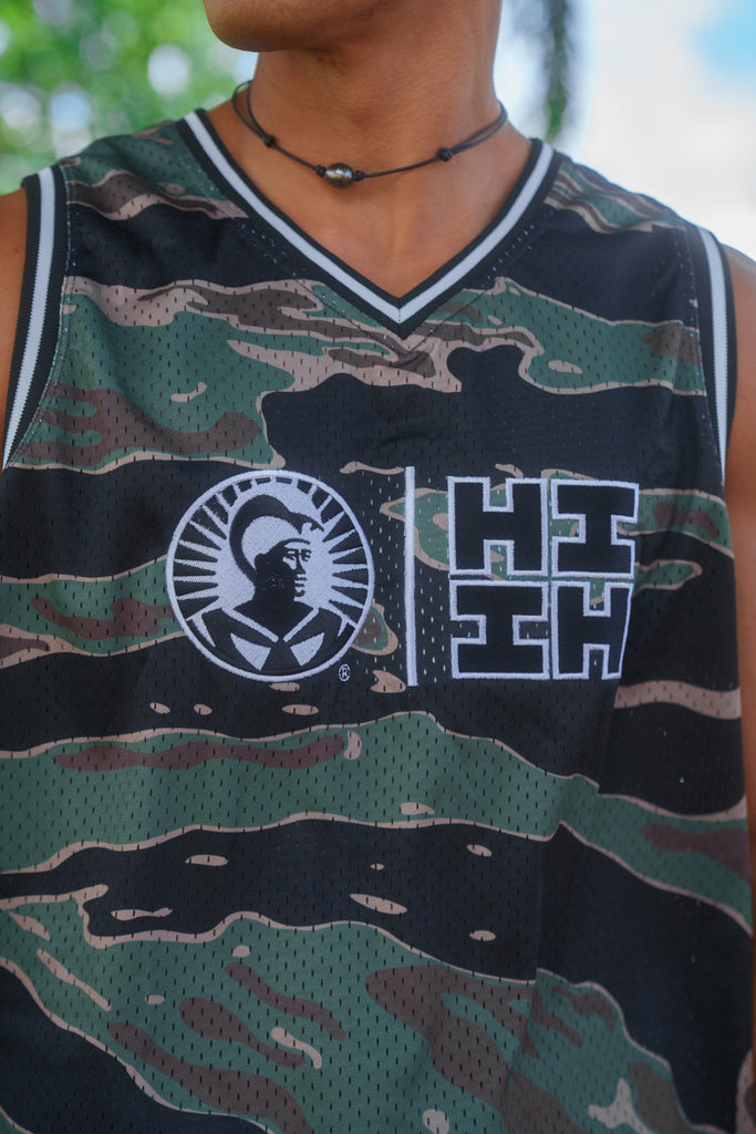 OLIVE & BROWN CAMO ALOHA FESTIVAL BASKETBALL JERSEY Jersey Hawaii's Finest 