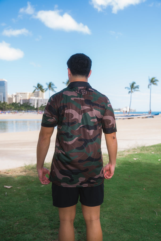 OLIVE CAMO LINES GOLF SHIRT Jersey Hawaii's Finest 