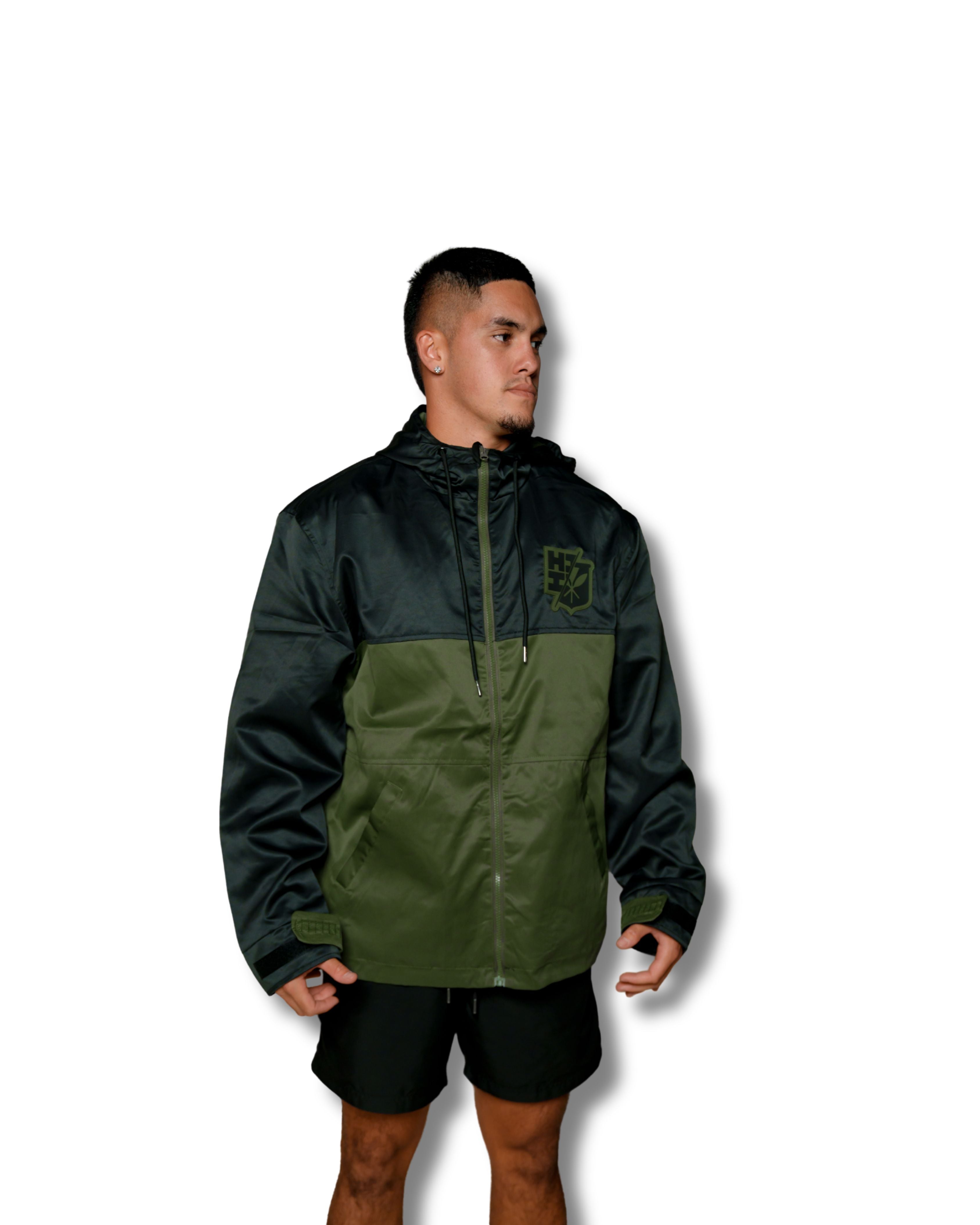 OLIVE COLOR BLOCK MILITARY JACKET Jacket Hawaii's Finest SMALL 