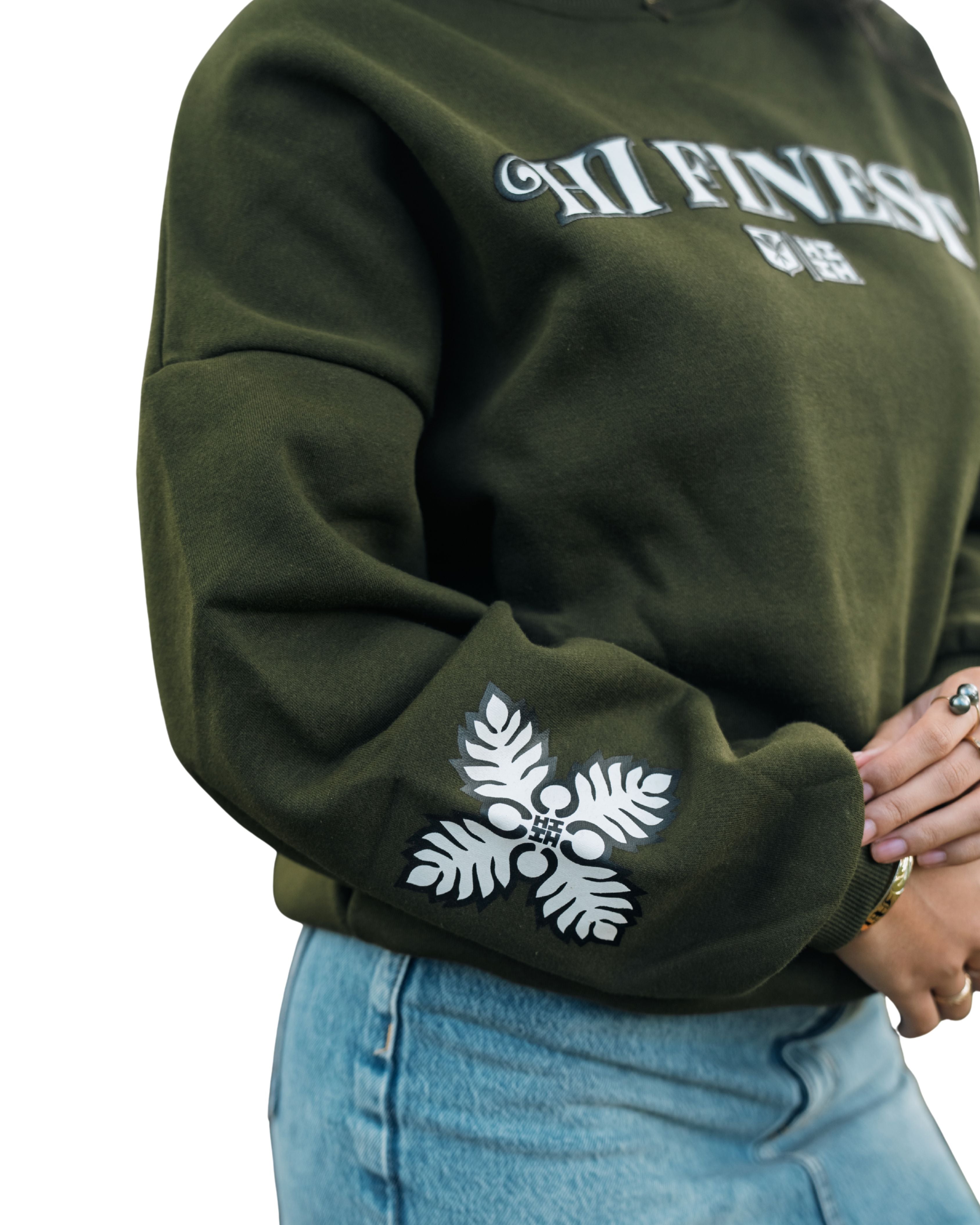 OLIVE GREEN QUILT OVERSIZED SWEATER Jacket Hawaii's Finest 