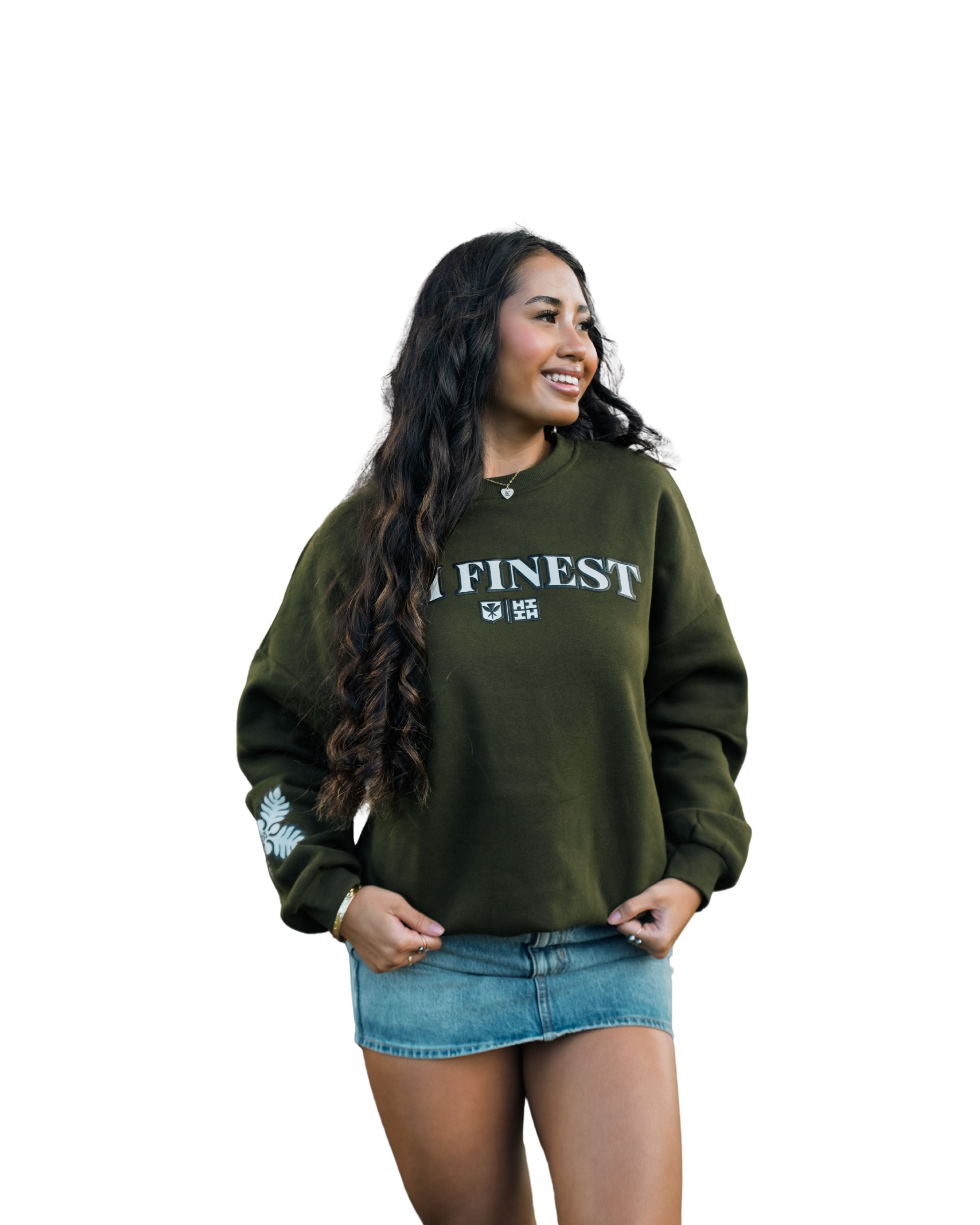 OLIVE GREEN QUILT OVERSIZED SWEATER Jacket Hawaii's Finest X-SMALL 