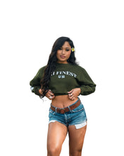 OLIVE GREEN QUILT WOMEN'S OVERSIZED CROP SWEATER Jacket Hawaii's Finest X-SMALL 