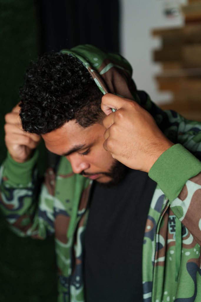 OLIVE MARBLE CAMO MINI COLLECTION HOODIE Jacket Hawaii's Finest 