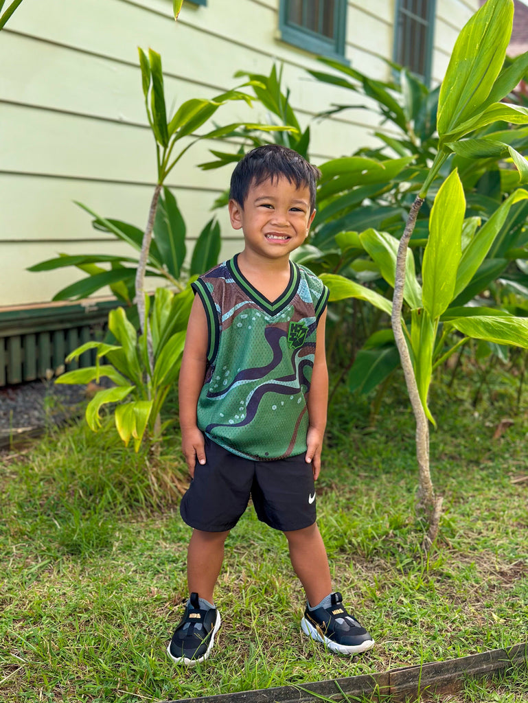 OLIVE MARBLE CAMO MINI COLLECTION KEIKI BASKETBALL JERSEY Shirts Hawaii's Finest 