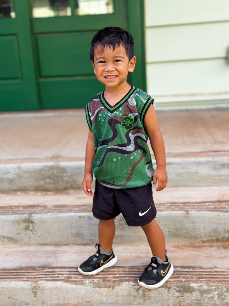 OLIVE MARBLE CAMO MINI COLLECTION KEIKI BASKETBALL JERSEY Shirts Hawaii's Finest XX-SMALL 