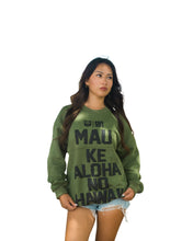OLIVE MAU KE ALOHA CREW NECK SWEATER Jacket Hawaii's Finest X-SMALL 