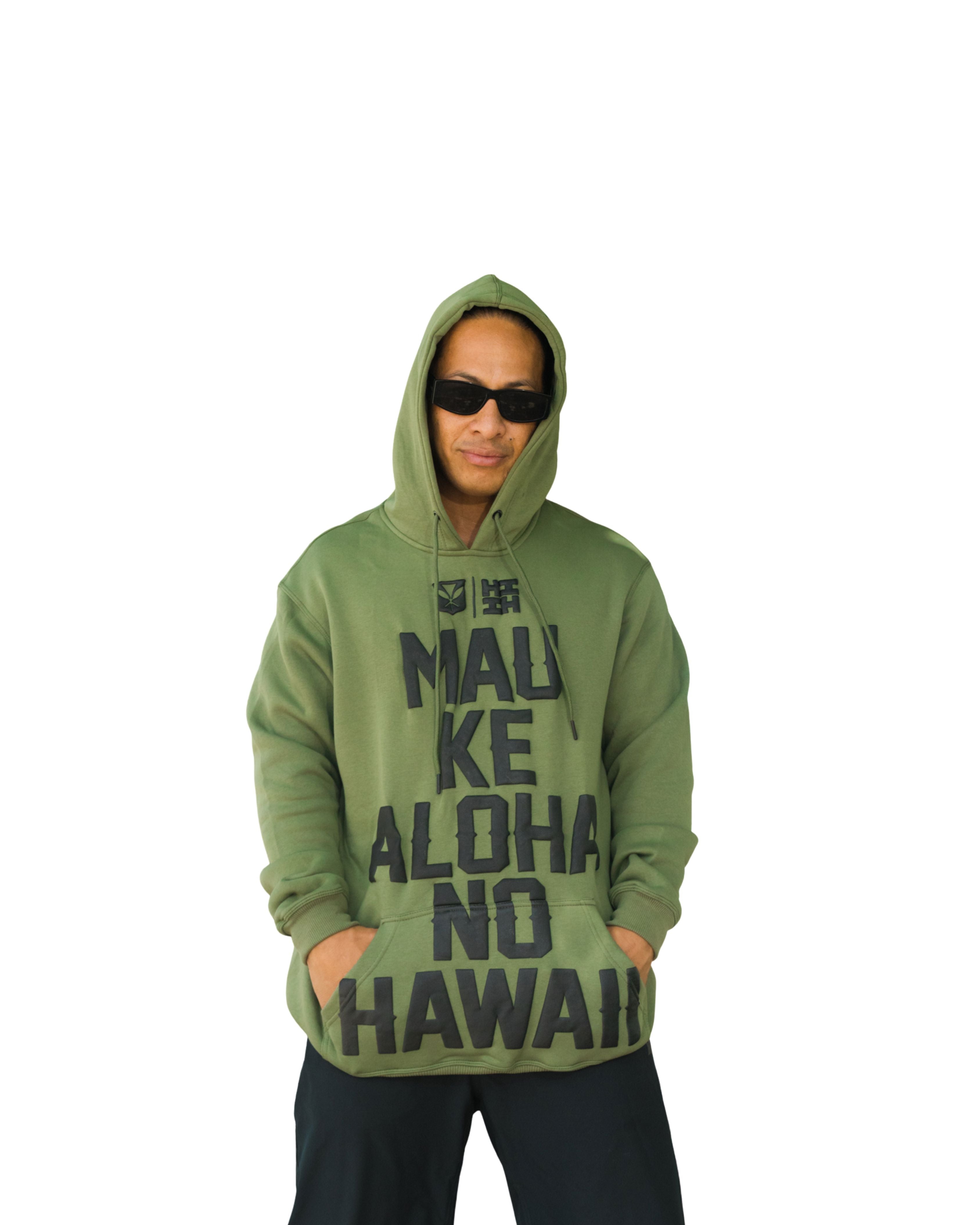 OLIVE MAU KE ALOHA HOODIE Jacket Hawaii's Finest X-SMALL 