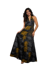 ONAONA WOMEN'S BLACK & TAUPE CROSS-NECK DRESS Shirts Hawaii's Finest X-SMALL 