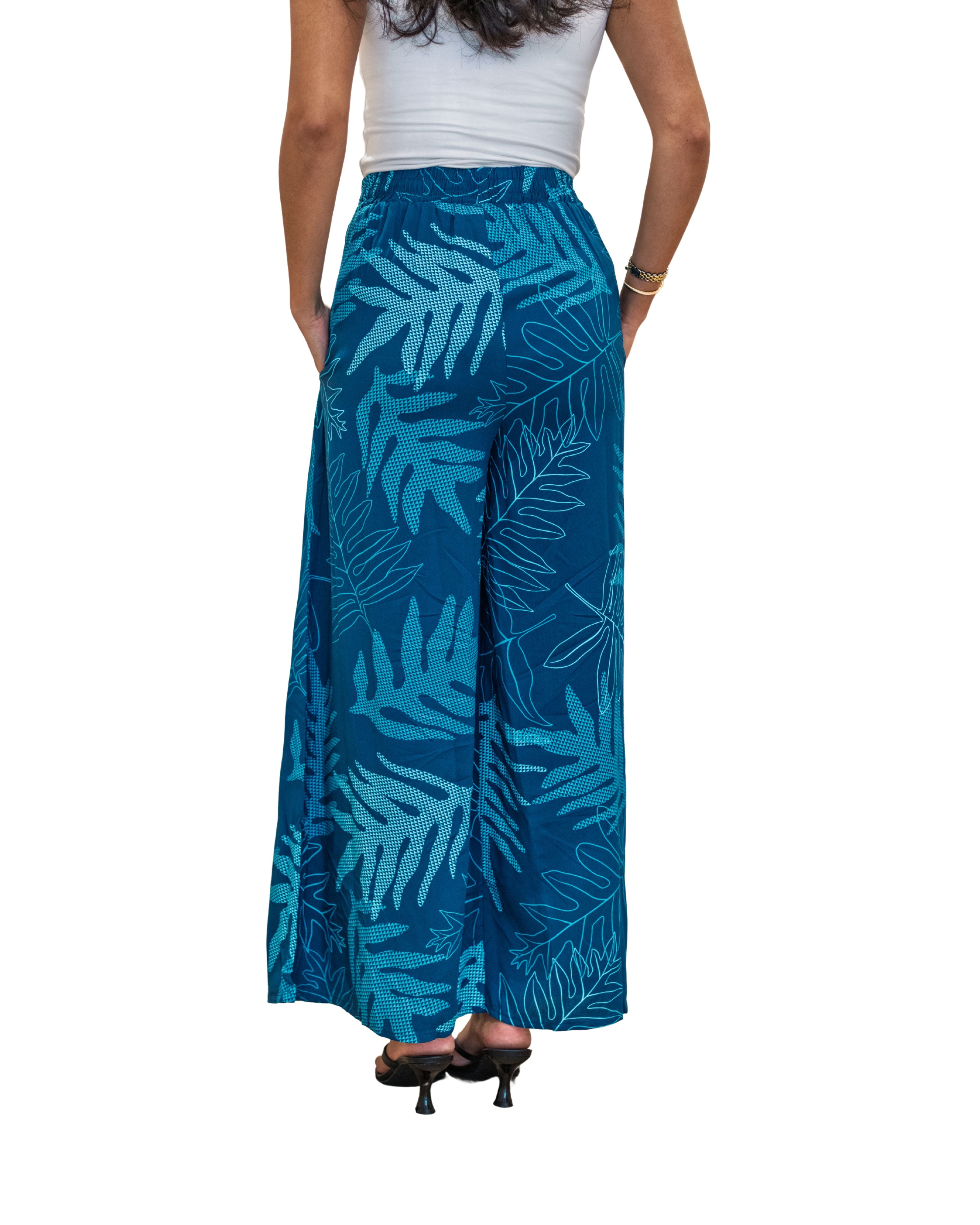ONAONA WOMEN'S BLUE FLOWY PANTS Shirts Hawaii's Finest 