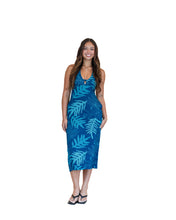 ONAONA WOMEN'S BLUE HALTER FITTED DRESS Shirts Hawaii's Finest X-SMALL 