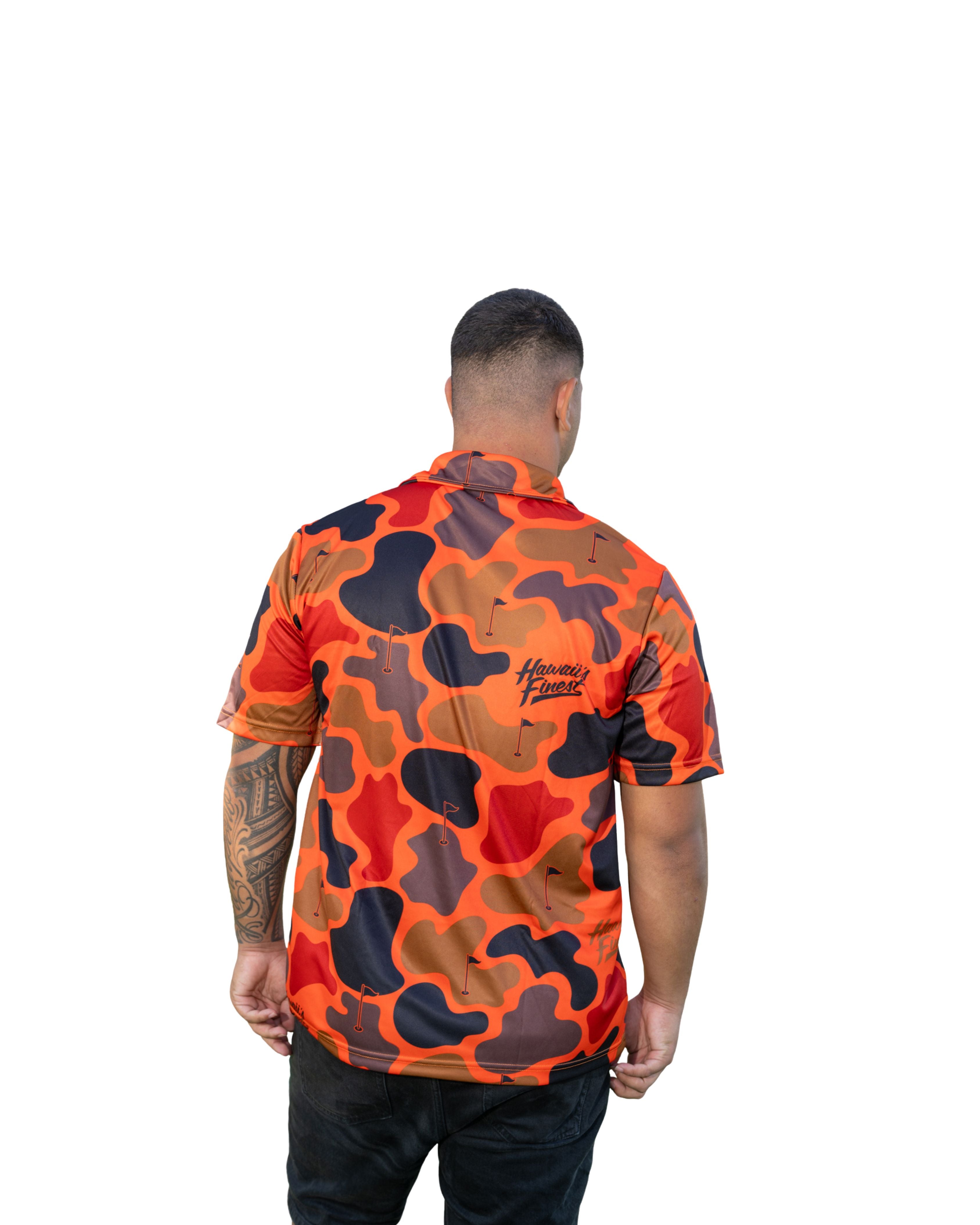 ORANGE GOLF CAMO GOLF SHIRT Shirts Hawaii's Finest 
