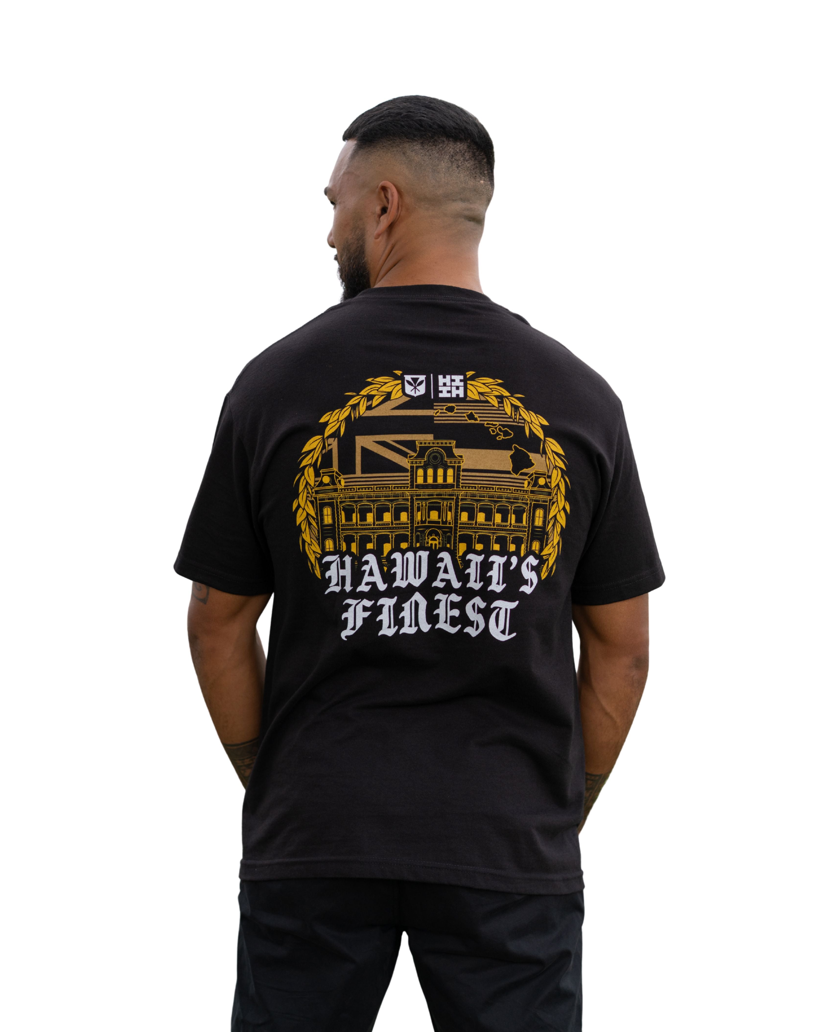 PALACE WREATH BLACK T-SHIRT Shirts Hawaii's Finest 
