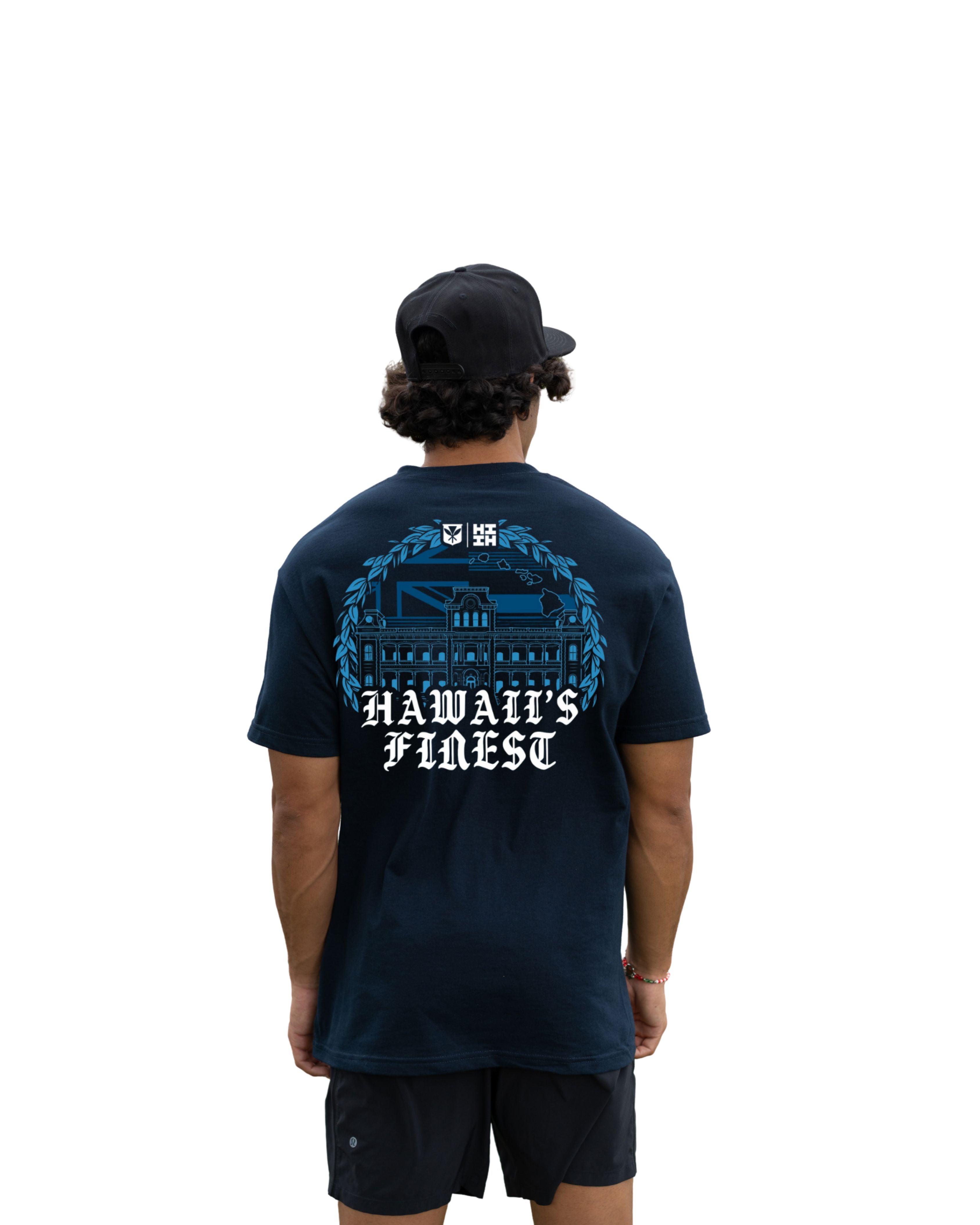 PALACE WREATH NAVY T-SHIRT Shirts Hawaii's Finest 