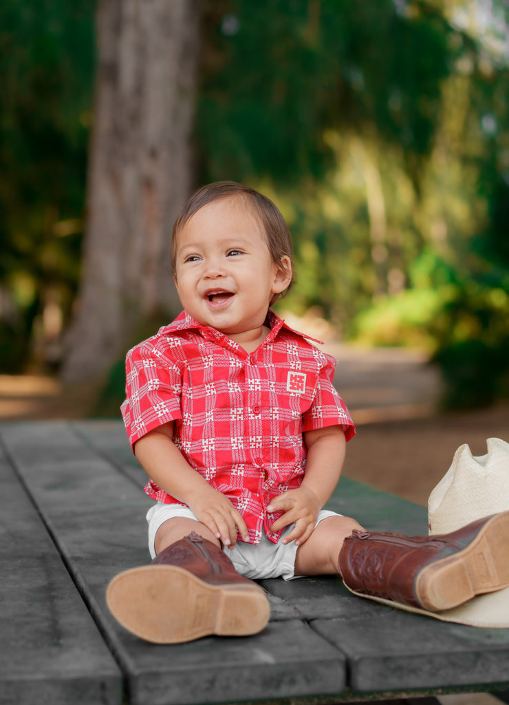 PALAKA KEIKI RED ALOHA SHIRT Shirts Hawaii's Finest 