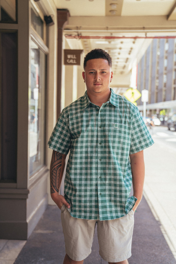 PALAKA MEN'S GREEN ALOHA SHIRT Shirts Hawaii's Finest X-SMALL 