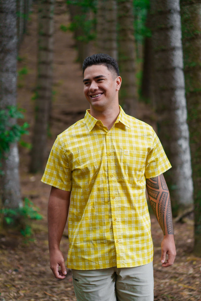 PALAKA MEN'S YELLOW ALOHA SHIRT Shirts Hawaii's Finest X-SMALL 