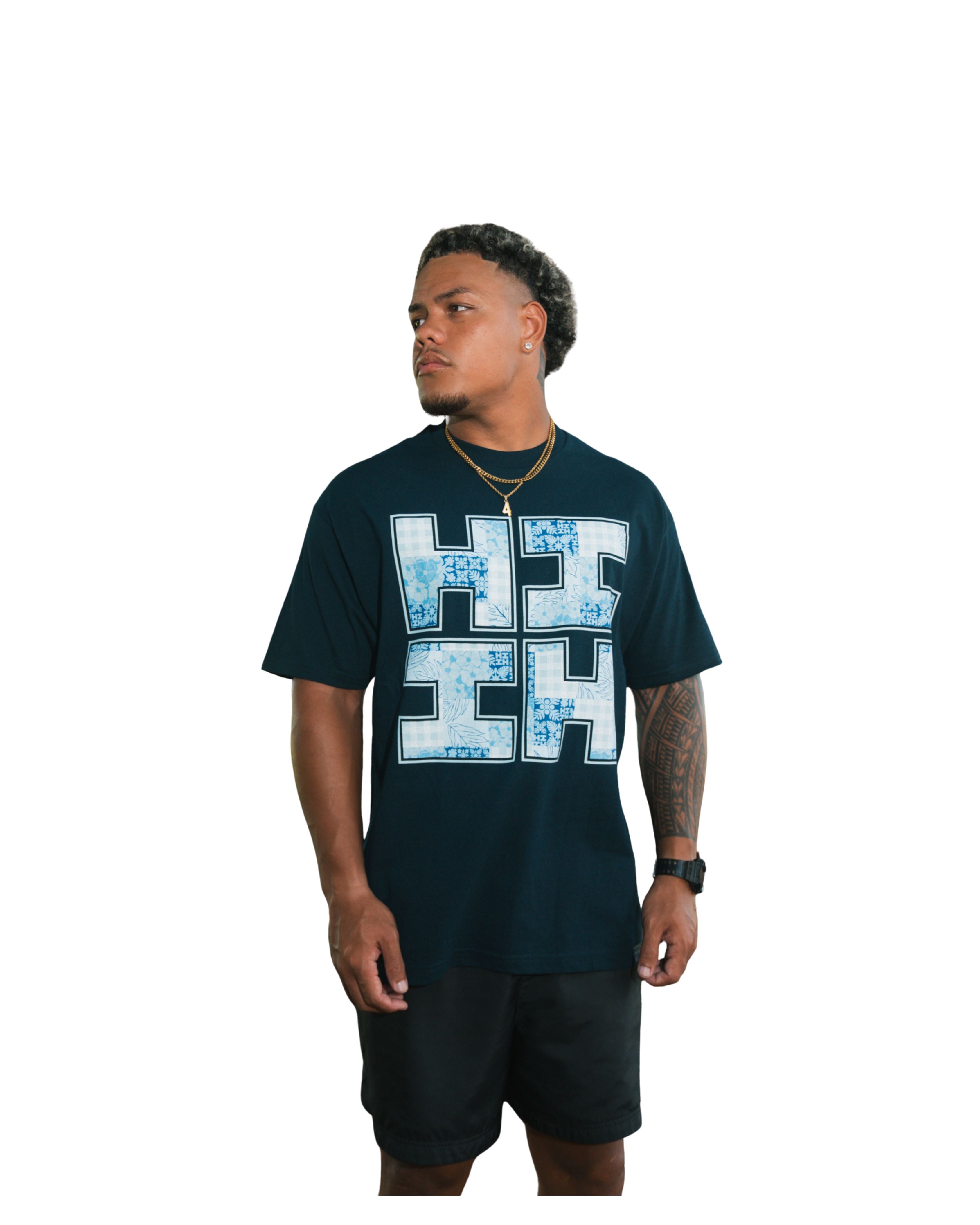 PALAKA QUILT LOGO NAVY T-SHIRT Shirts Hawaii's Finest MEDIUM 